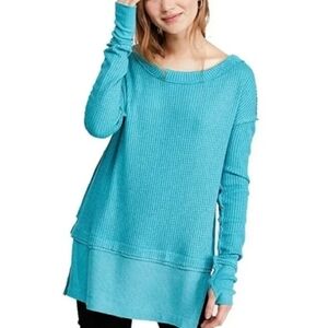 WE THE FREE PEOPLE womens Oversized Thermal Layered North Shore Tunic Small